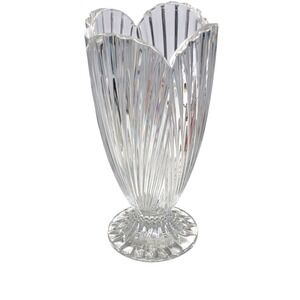 Waterford Marquis Crystal Scalloped‎ Cut Vase 10" Tall x 5" Round- Clear